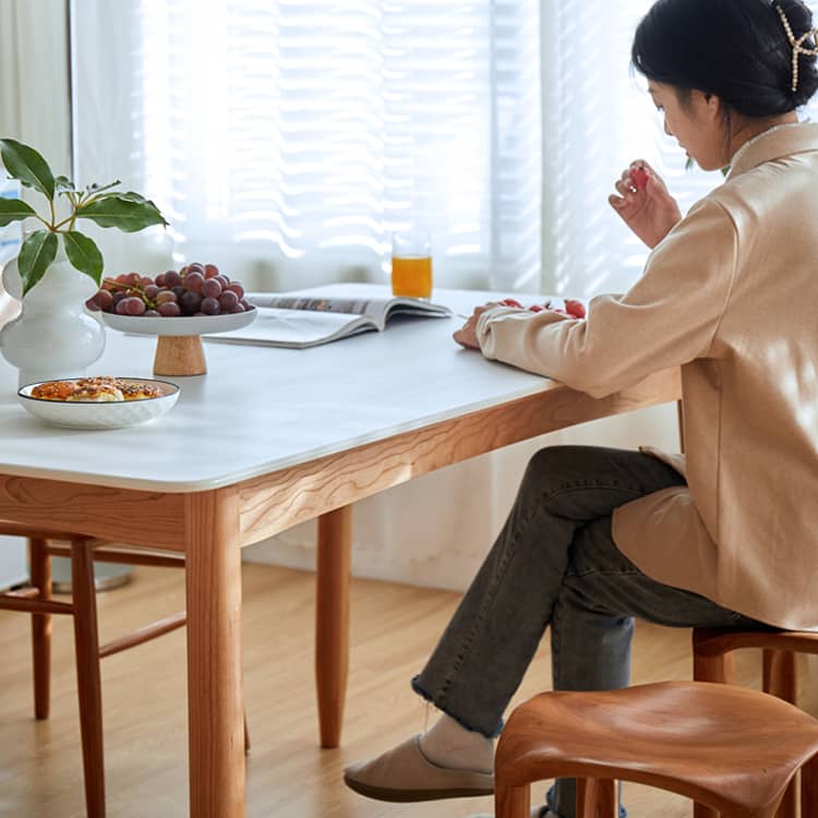 ダイニングテーブル 正方形 長方形テーブル セラミック天板 チェリー材