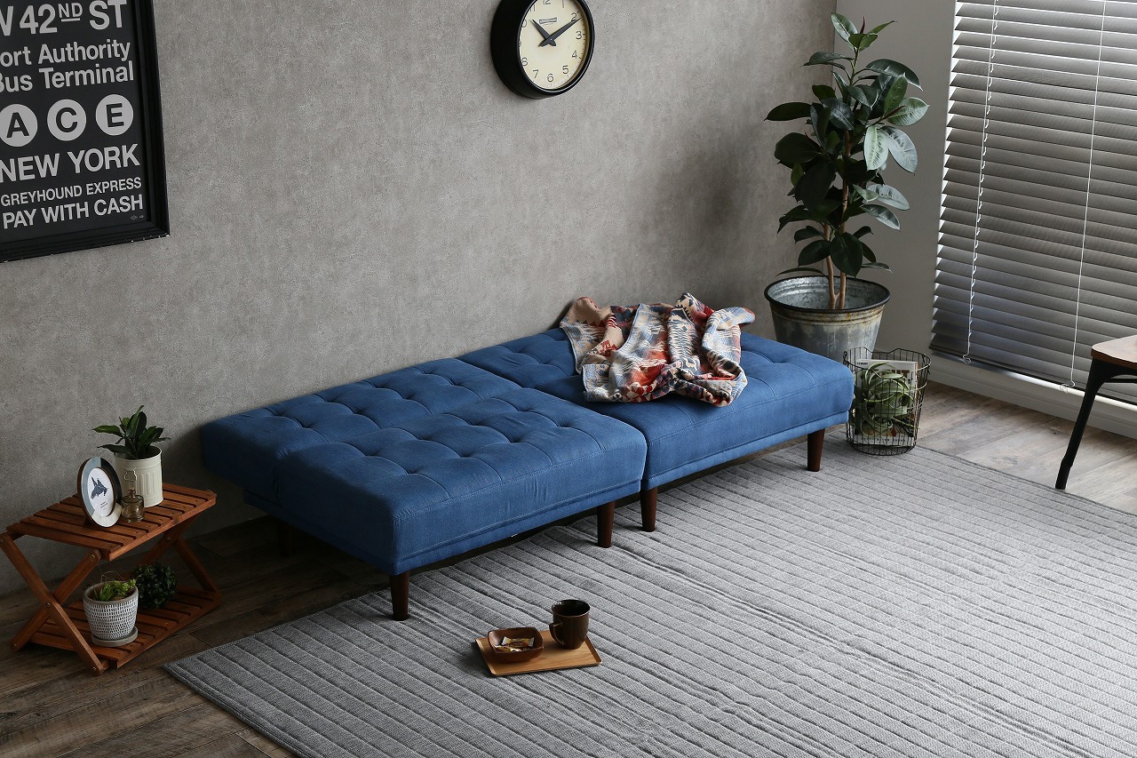 Colton リクライニング式ソファベッド 分割式 デニムカラー 【公式通販】