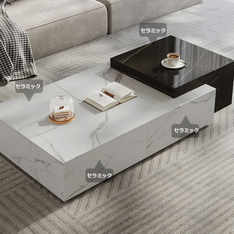 大理石風 セラミック スクエア センターテーブル 楽天市場】センターテーブル 白 グレー セラミックテーブル 大理石柄
