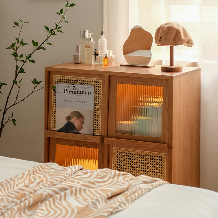 古家具◾️ナチュラル天然素材 籐ラタンキャビネット 整理棚 収納棚 古