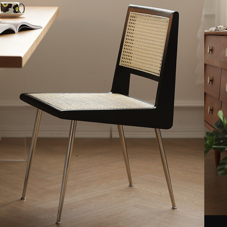 ダイニングチェア ラタンチェア 椅子 チェア 籐編み ステンレス脚