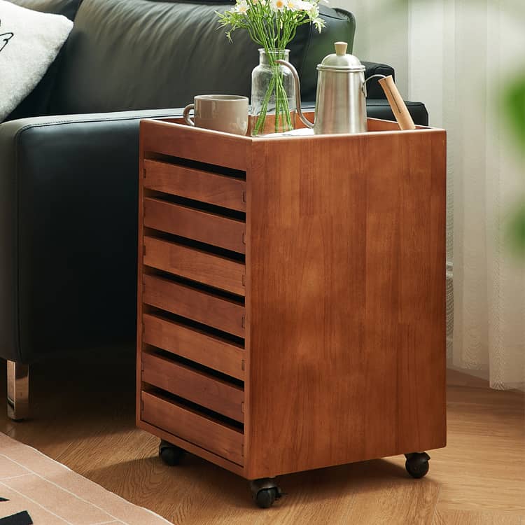 キャビネット デスクワゴン キャスター付 7段 チェスト ブラウン