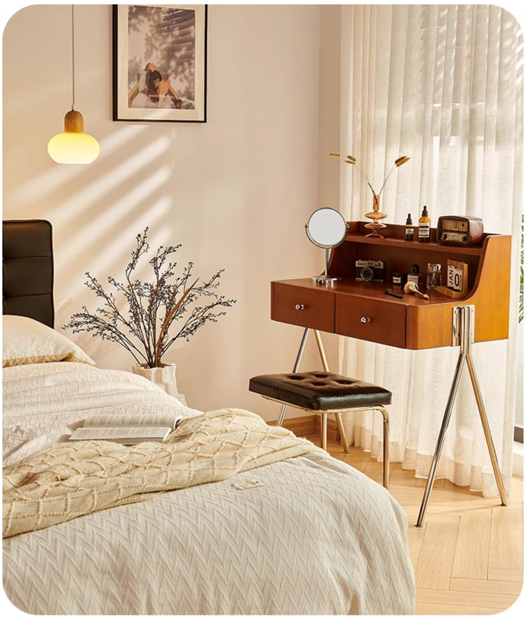 ドレッサー メイク台 メーク台 化粧台 デスク コンパクト チェリー材