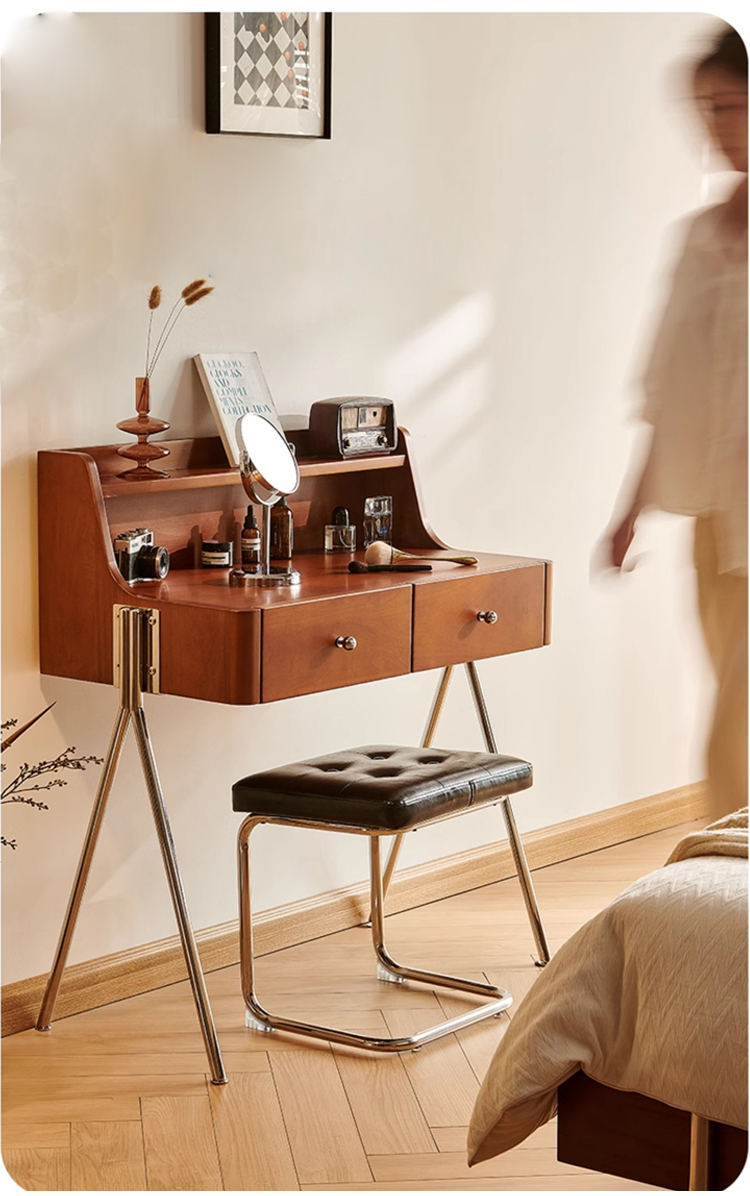 ドレッサー メイク台 メーク台 化粧台 デスク コンパクト チェリー材