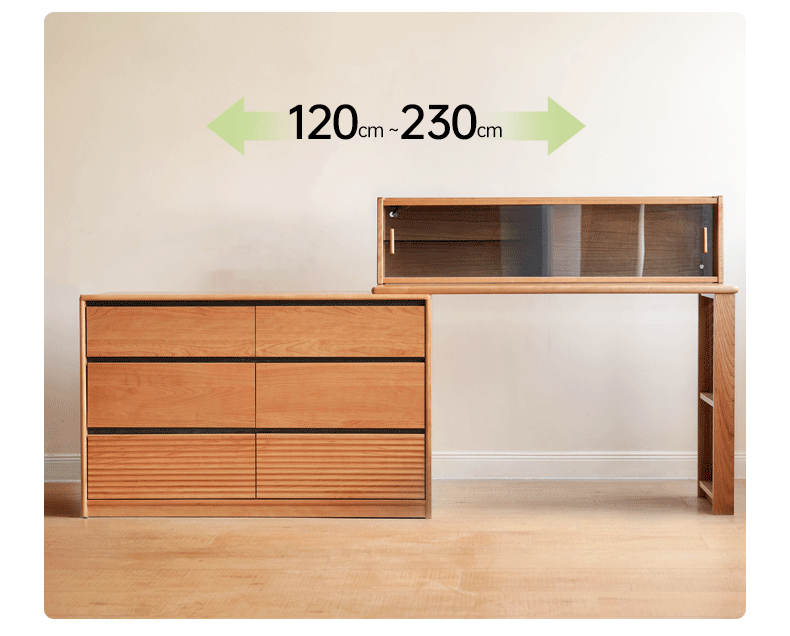 伸長式ドレッサー・デスク・チェスト収納付き