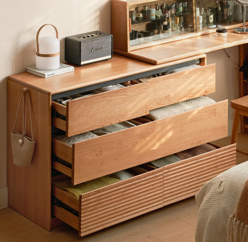 伸長式ドレッサー・デスク・チェスト収納付き