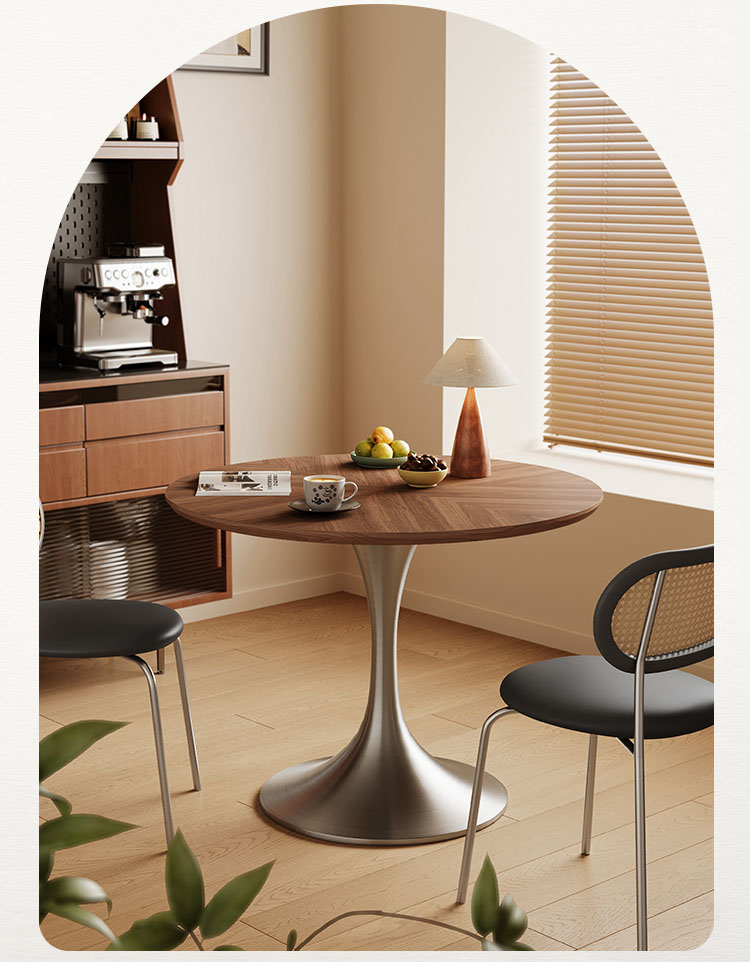 木製天板ステンレス脚 スタイリッシュなデザインおしゃれな丸テーブル