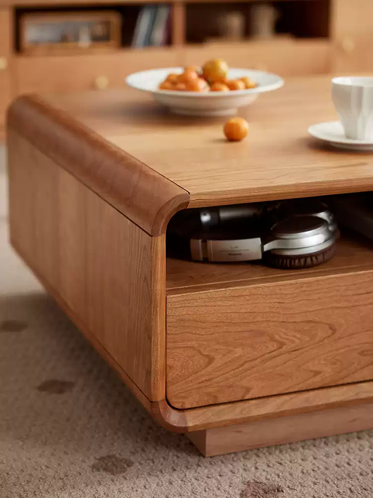 ソファーテーブル 天然木材を使用したローテーブル収納付きのコーヒー