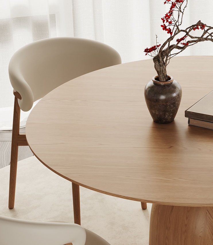 アッシュ材木製 丸テーブル 円形ダイニングテーブル 三色展開falm-010