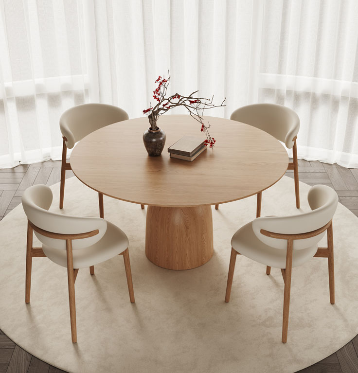 アッシュ材木製 丸テーブル 円形ダイニングテーブル 三色展開falm-010