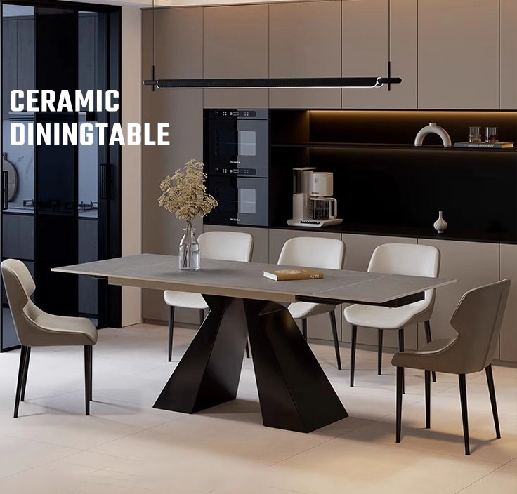 伸長式ダイニングテーブル セラミック天板 4人掛け 6人掛け 大理石柄