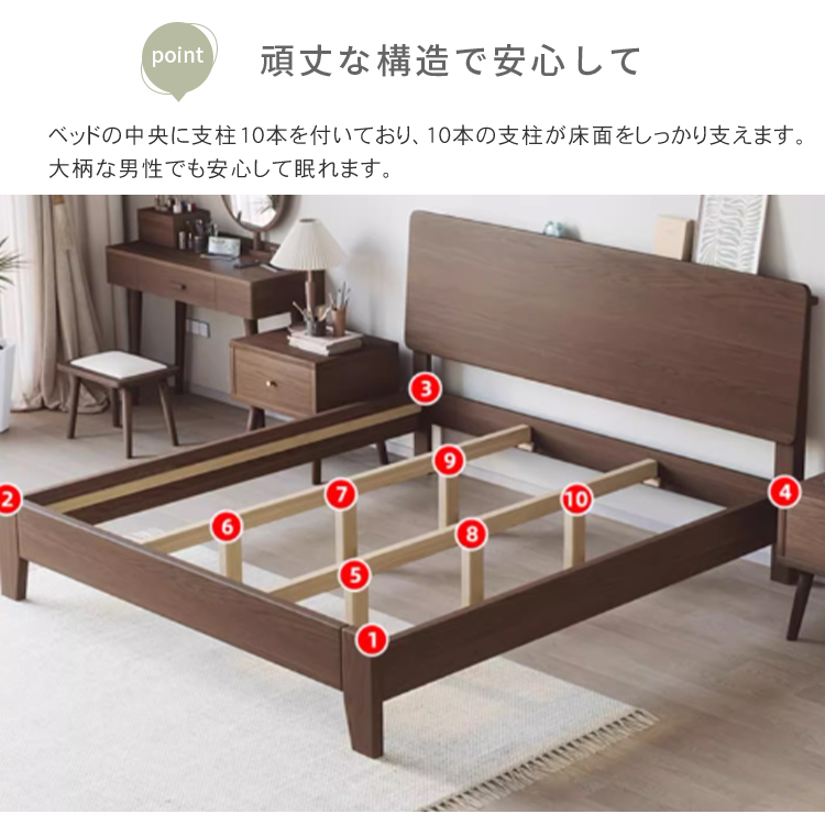 ベッド ベッドフレーム 天然木 すのこ シングル〜キング ヘッドレス 木製