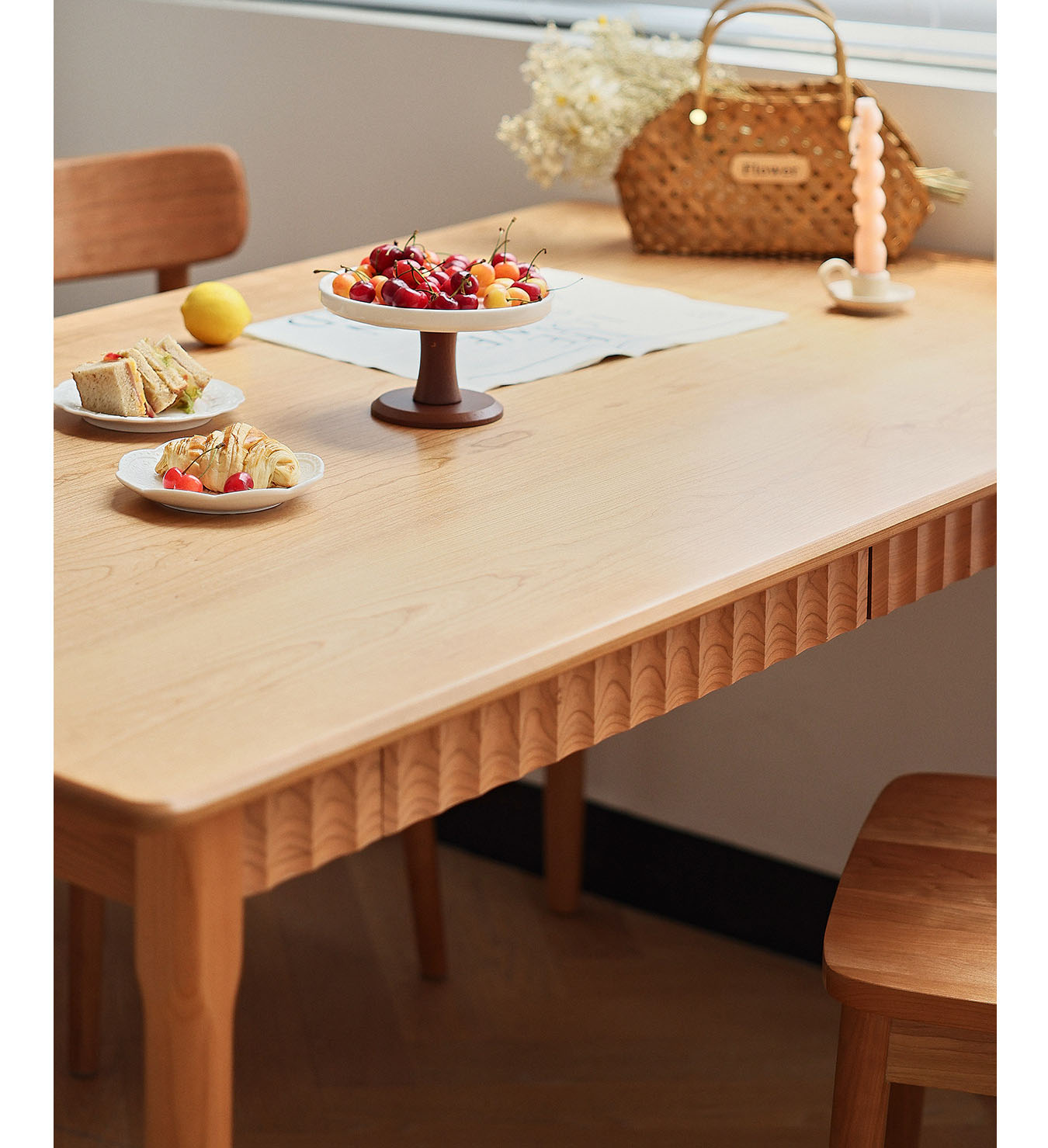 チェリー材×ケヤキ仕上げ！高級多層板テーブル - 耐久性抜群の逸品 fyx-839