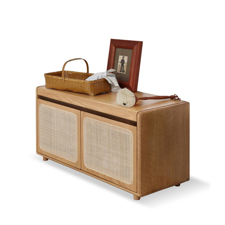 幅90 シューズラック チェア ラタン モダン ヴィンテージ キャビネット