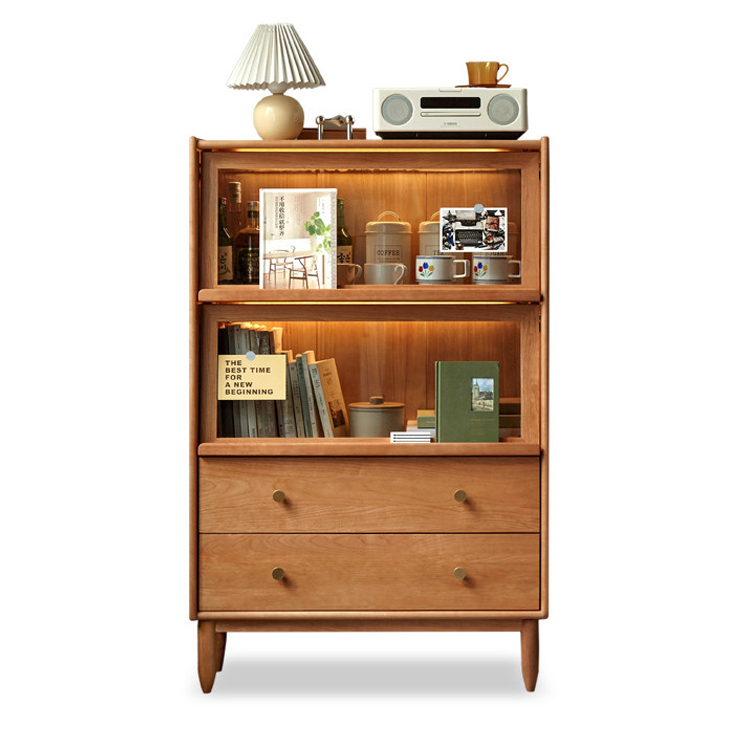 木製　食器棚　キャビネット 東谷 キャビネット 幅80 おしゃれ 食器棚 収納棚 レトロ ガラス 扉付き