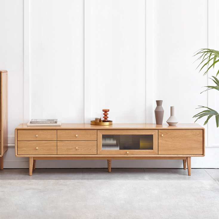 テレビ台 ローボード 無垢材 幅180cm テレビボード オーク材 ガラス