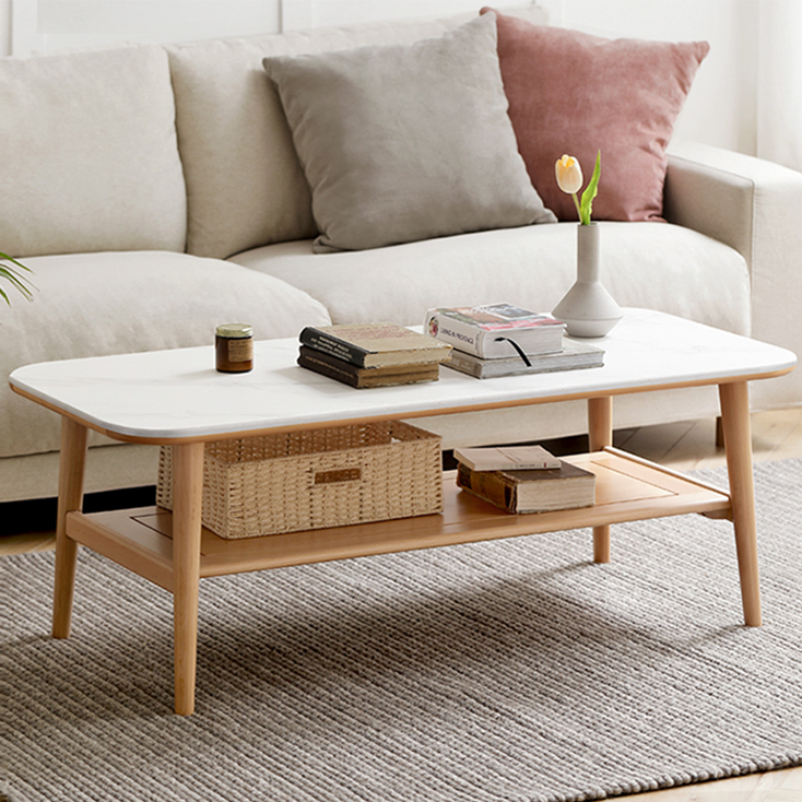 ローテーブル 棚付き センターテーブル セラミック天板 無垢材 -y00j17