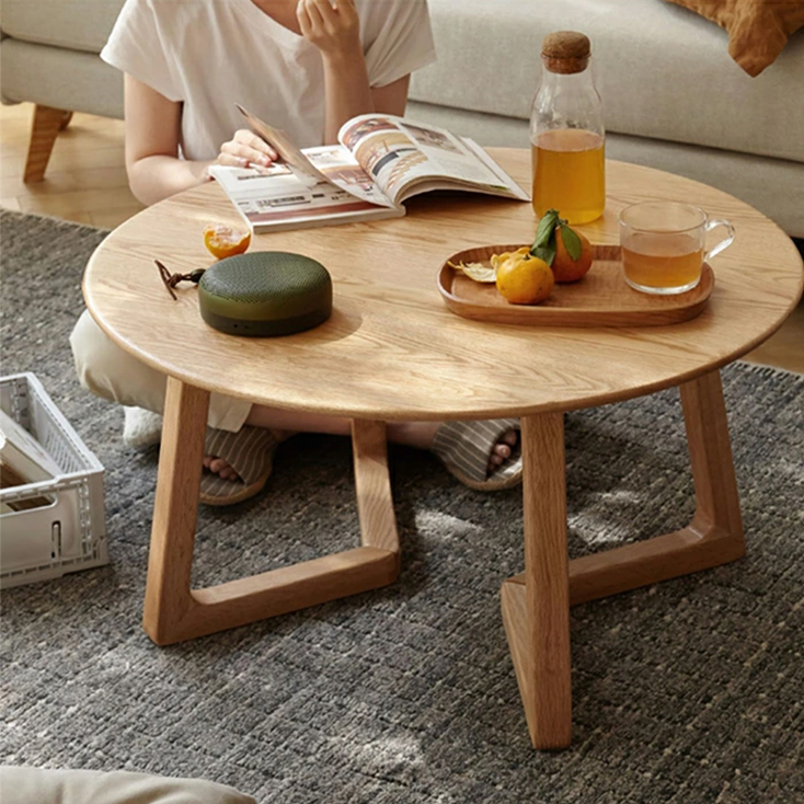 円形 センターテーブル ウッドベース ナチュラル センターテーブル 円形 直径75cm 無垢材 ローテーブル おしゃれ