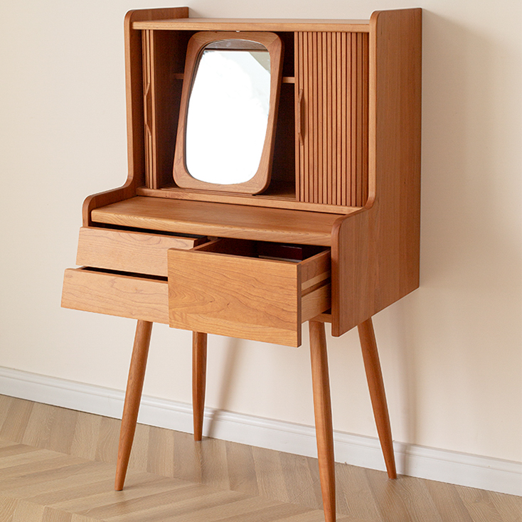 村上開明堂　木製ドレッサー(スツール付き)　鏡台　メイク台　化粧台　化粧机 ドレッサー 化粧台 メイク台 卓上ミラー付き 大容量収納 おしゃれ