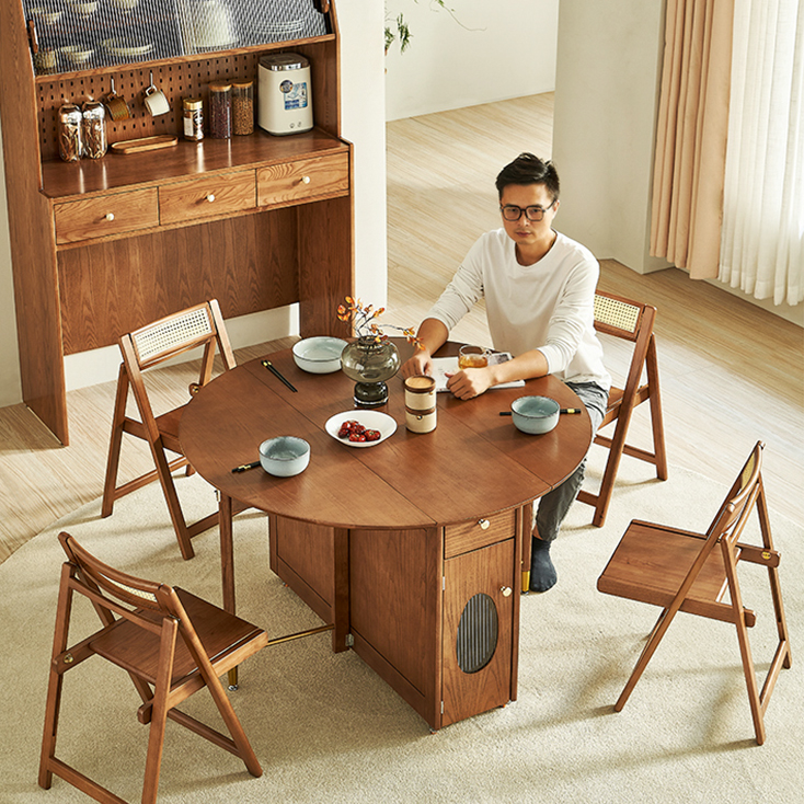 折りたたみ式ブラウン木製ダイニングテーブル ダイニングテーブル 丸型 折りたたみ 幅120cm テーブル 木製