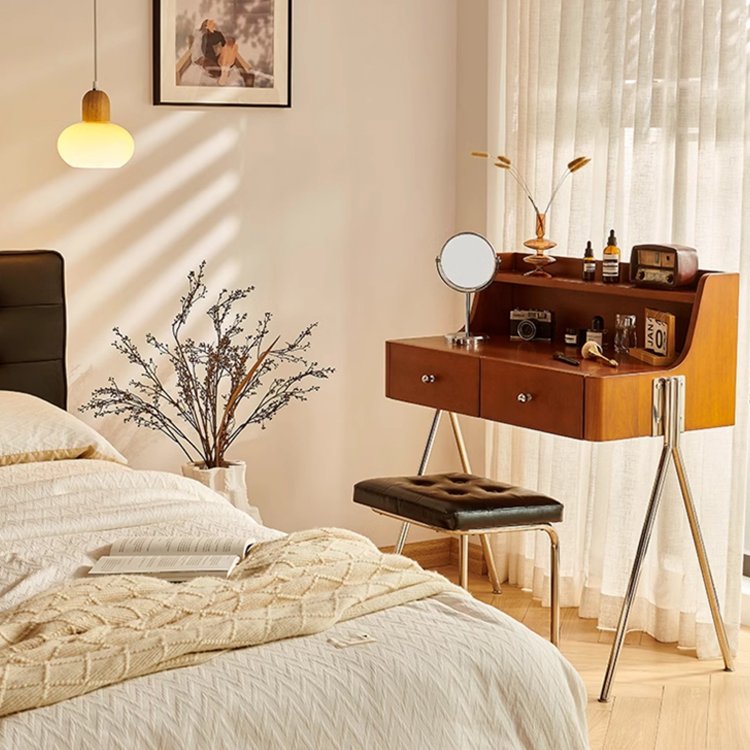 ドレッサー メイク台 メーク台 化粧台 デスク コンパクト チェリー材