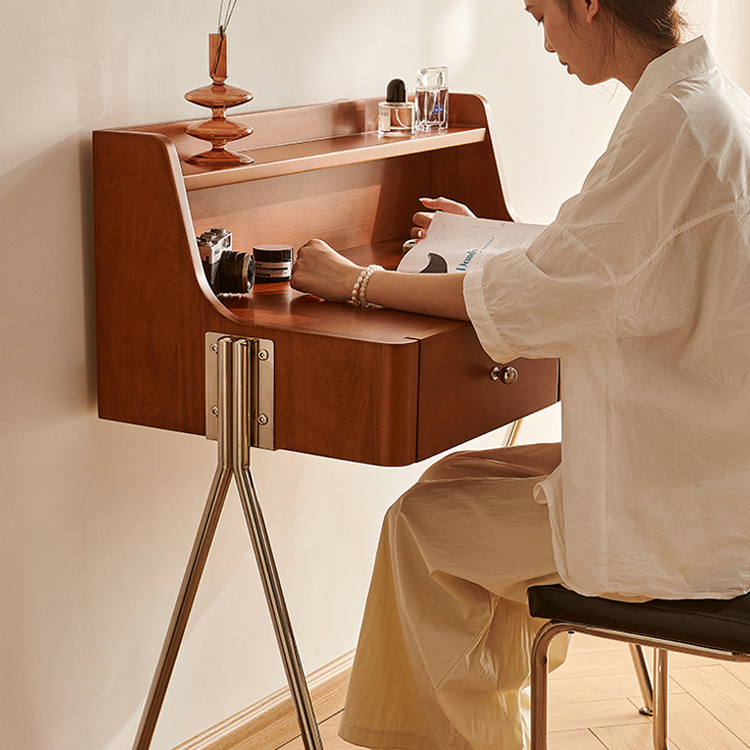 ドレッサー メイク台 メーク台 化粧台 デスク コンパクト チェリー材