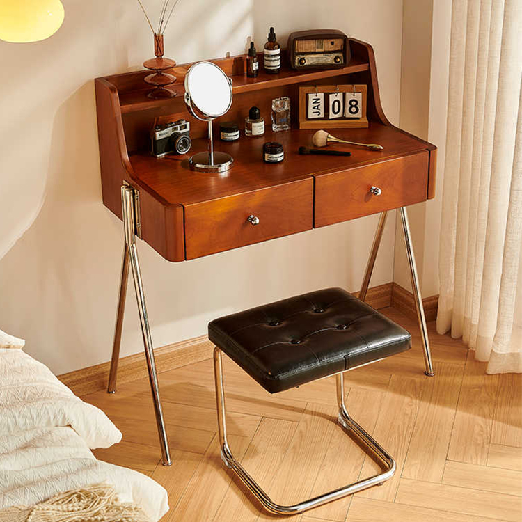 ドレッサー メイク台 メーク台 化粧台 デスク コンパクト チェリー材