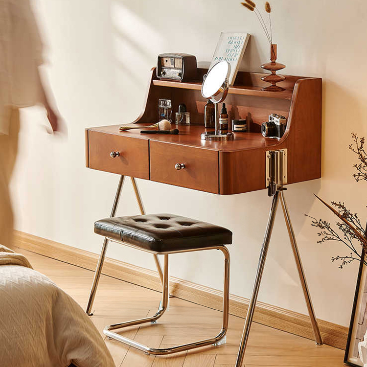 ドレッサー メイク台 メーク台 化粧台 デスク コンパクト チェリー材
