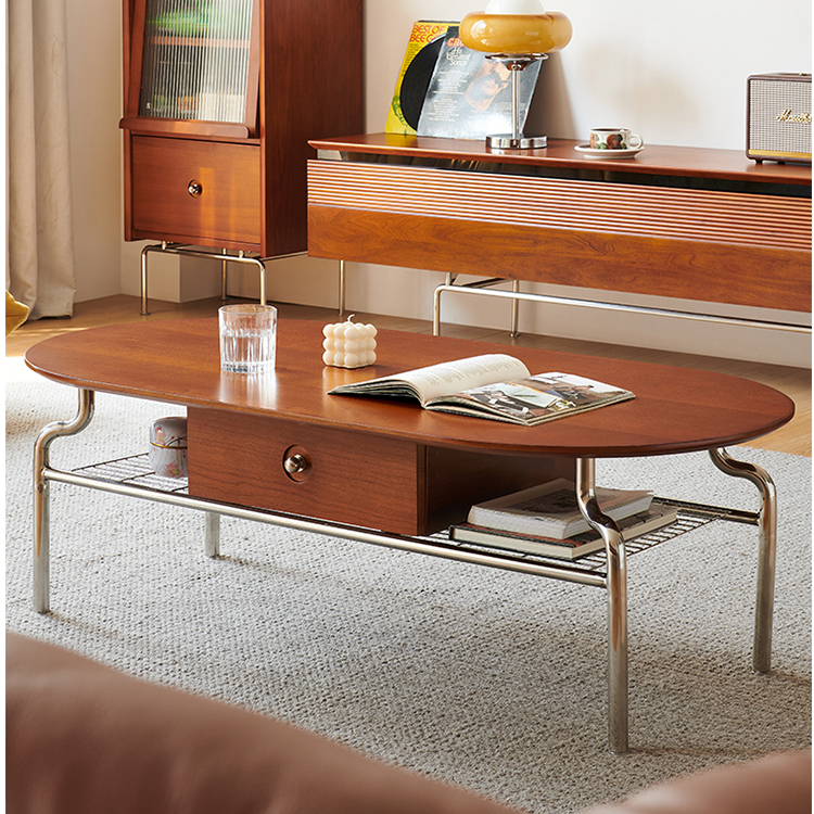 リビングテーブル 幅120 ローテーブル チェリー材 スチール脚