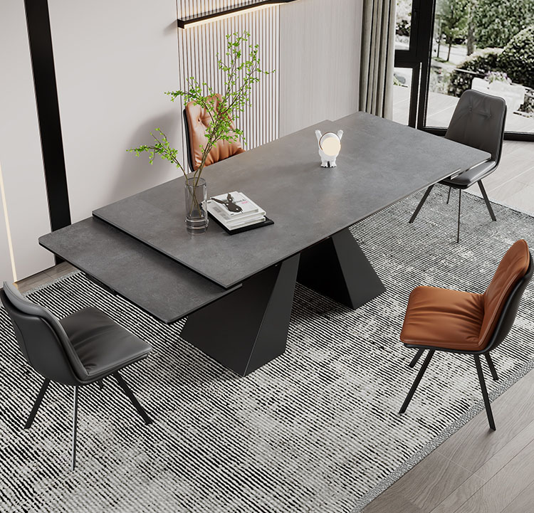 伸長式ダイニングテーブル セラミック天板 4人掛け 6人掛け 大理石柄