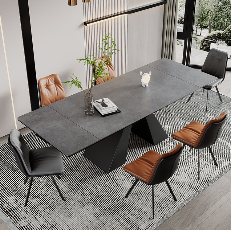 伸長式ダイニングテーブル セラミック天板 4人掛け 6人掛け 大理石柄