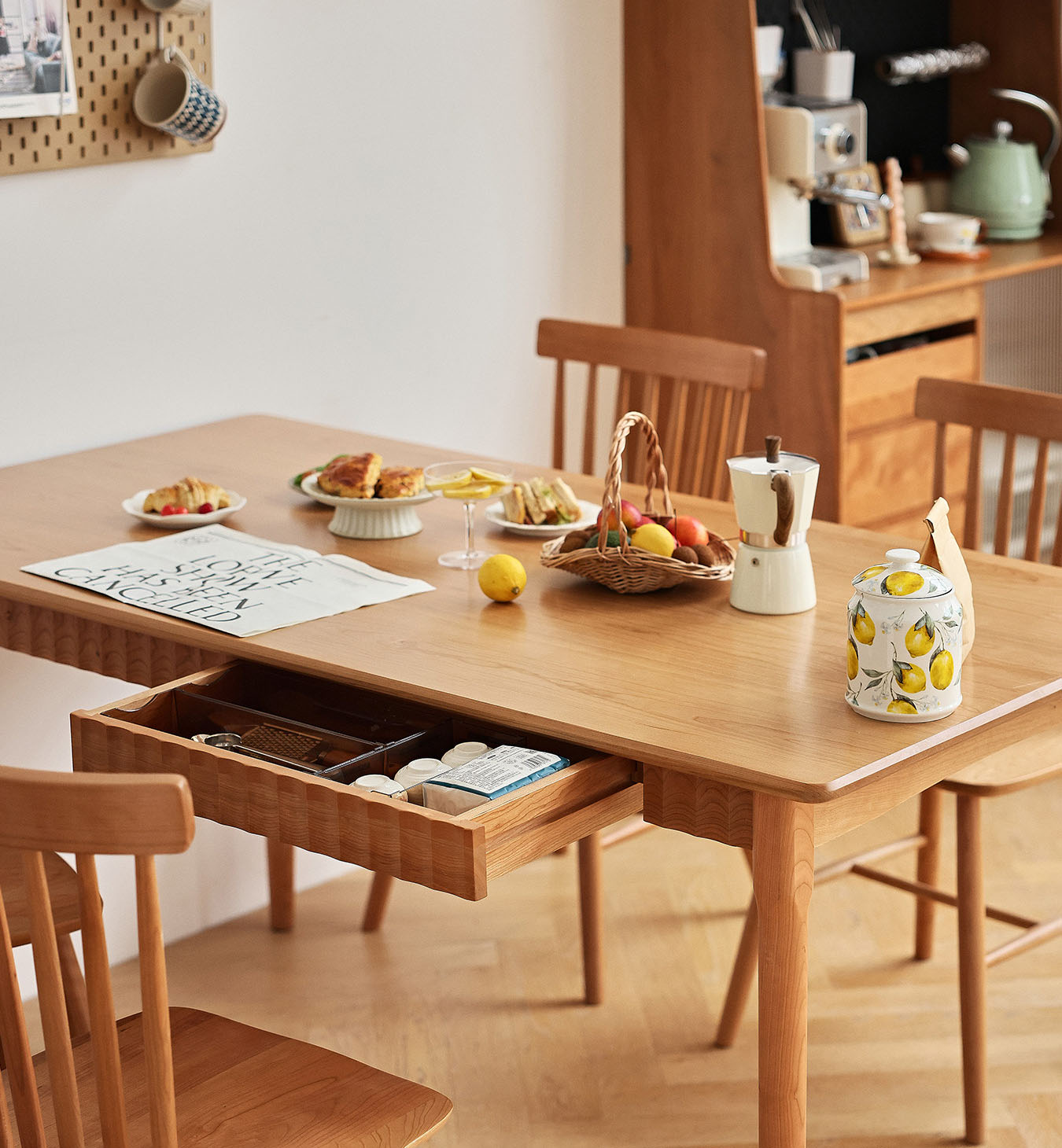 木製オレンジ長方形テーブル オープ 伸長式ダイニングテーブル OAK(W140～180/W160〜200×D85×H71cm